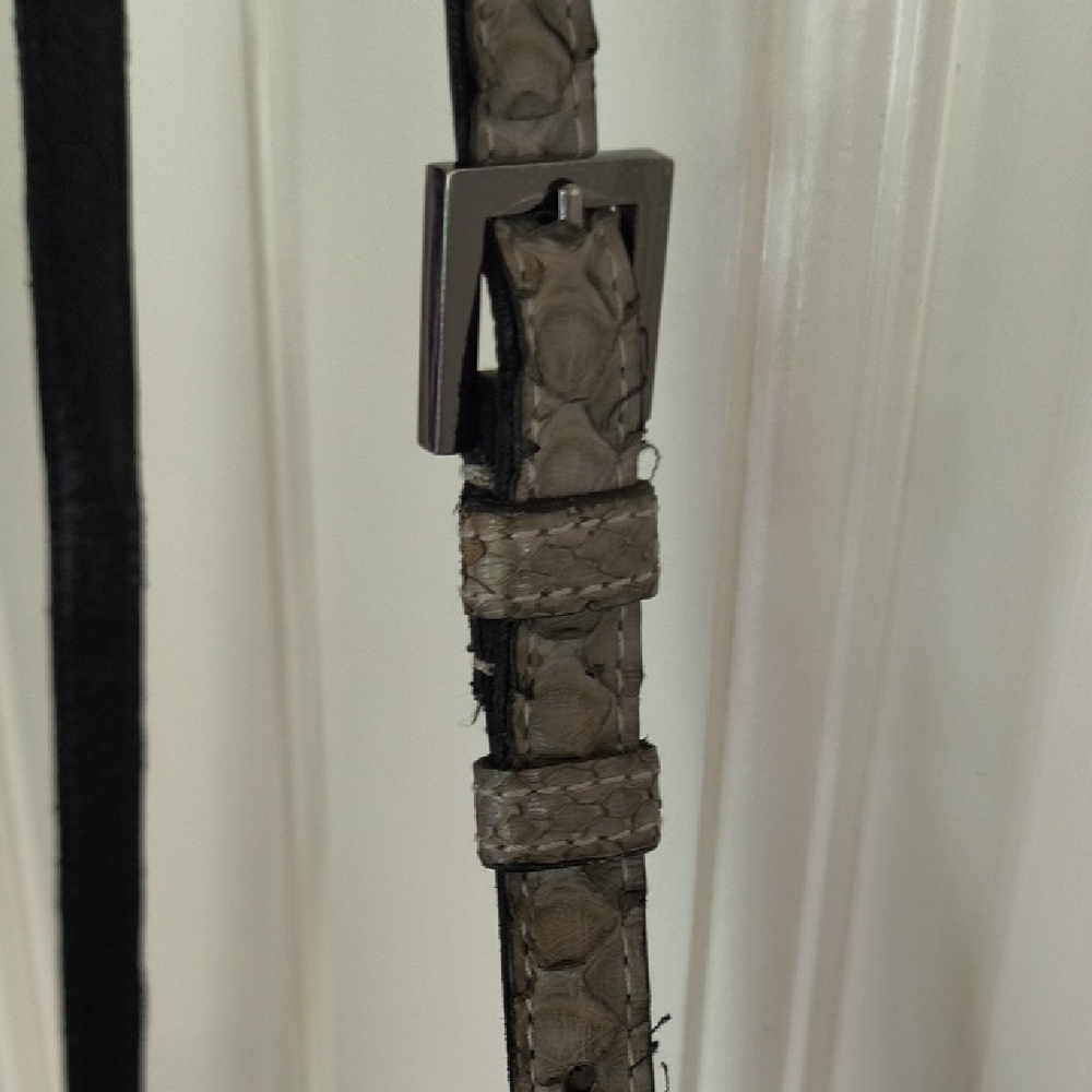 Elisabeth Weinstock Grey Toyko Snakeskin Crossbody Bag / fold over clutch - Picture 7 of 12
